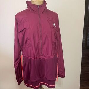 Adidas Clima365 Womens XL Burgundy Windbreaker Quarter Zip Pullover Jacket